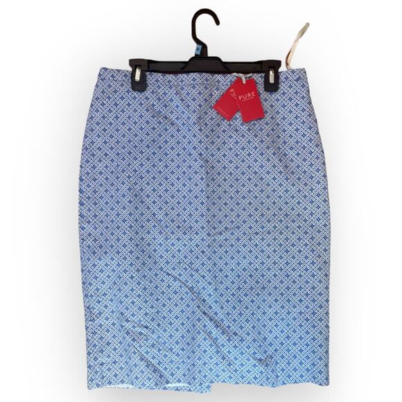 Pure Collection NEW WITH TAGS Blue Print skirt SZ 10 - Picture 1 of 3